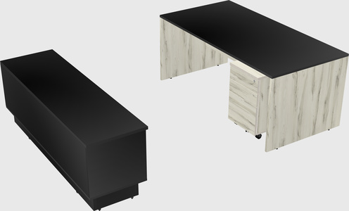 Parallel desk with low credenza