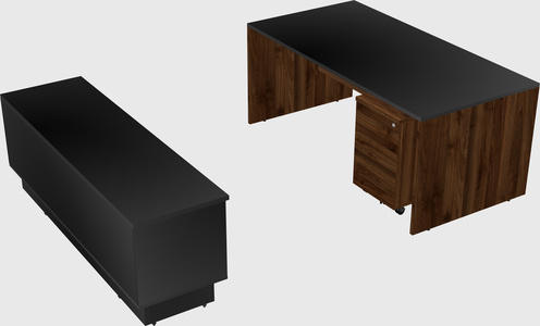 Parallel desk with low credenza