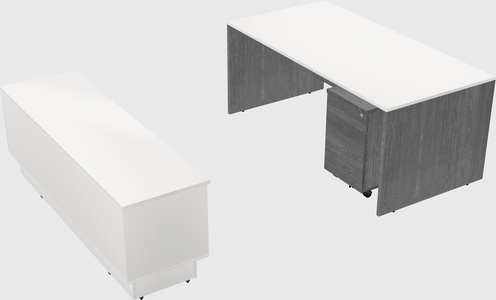 Parallel desk with low credenza
