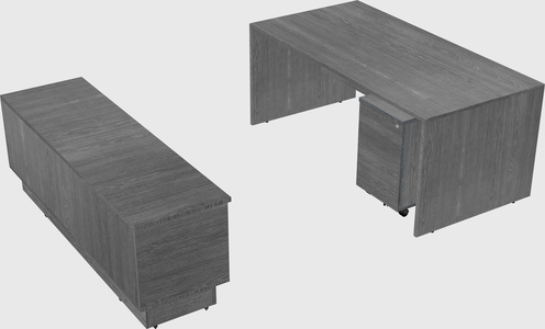 Parallel desk with low credenza