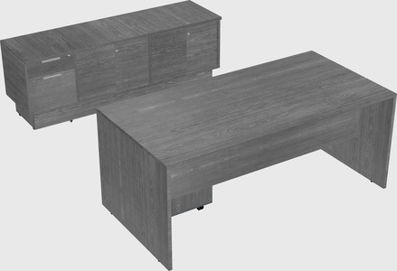 Parallel desk with low credenza