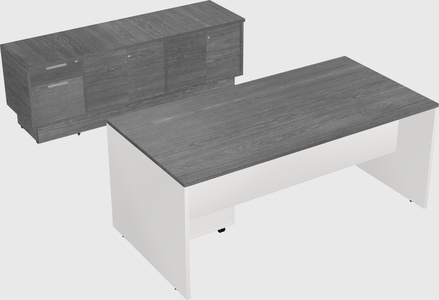 Parallel desk with low credenza
