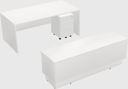 Parallel desk with low credenza