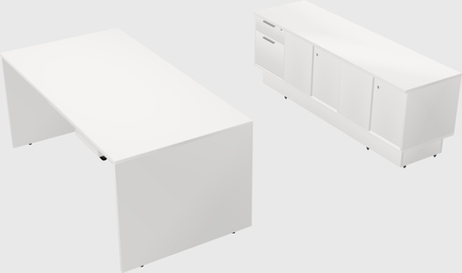 Parallel desk with low credenza