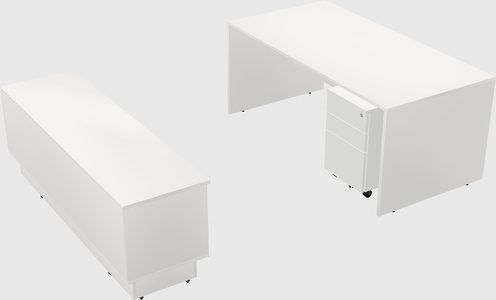 Parallel desk with low credenza