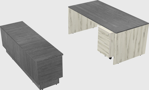 Parallel desk with low credenza