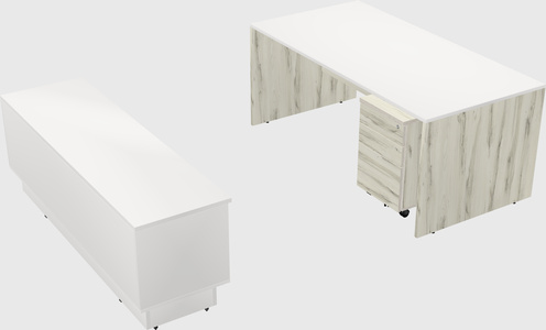 Parallel desk with low credenza