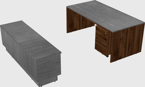 Parallel desk with low credenza