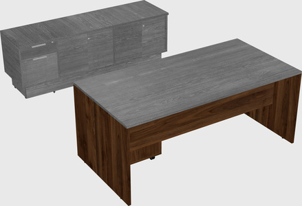 Parallel desk with low credenza
