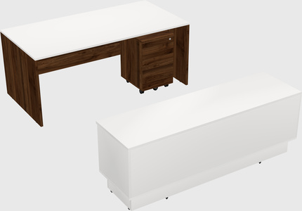 Parallel desk with low credenza