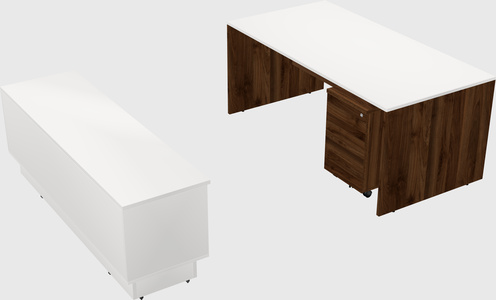 Parallel desk with low credenza