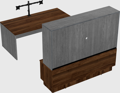 Parallel desk with low credenza