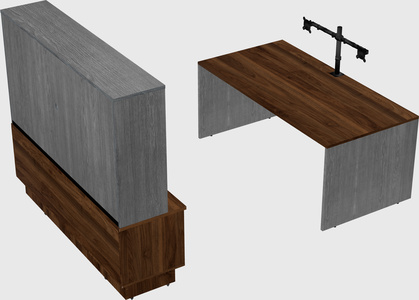 Parallel desk with low credenza