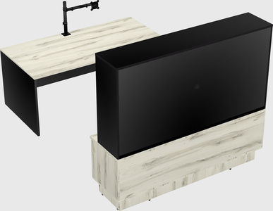 Parallel desk with low credenza