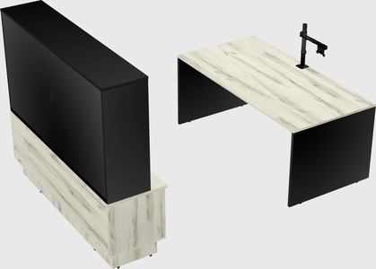 Parallel desk with low credenza