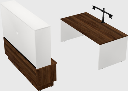 Parallel desk with low credenza