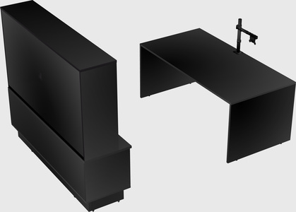 Parallel desk with low credenza