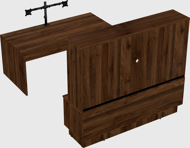 Parallel desk with low credenza