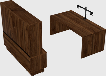 Parallel desk with low credenza