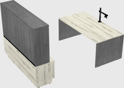 Parallel desk with low credenza