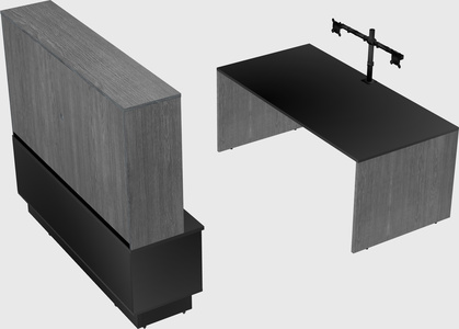 Parallel desk with low credenza
