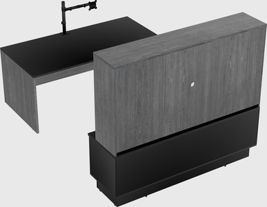 Parallel desk with low credenza