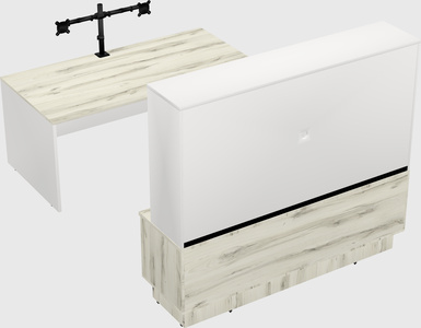 Parallel desk with low credenza