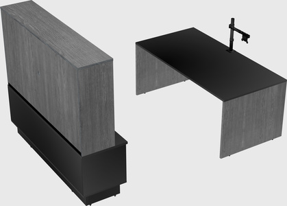 Parallel desk with low credenza