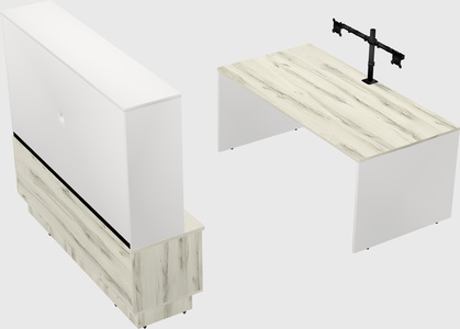 Parallel desk with low credenza