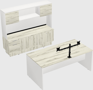 Parallel desk with low credenza