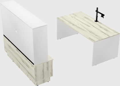 Parallel desk with low credenza