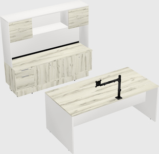Parallel desk with low credenza