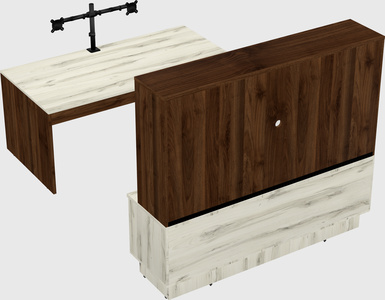 Parallel desk with low credenza