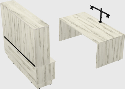 Parallel desk with low credenza