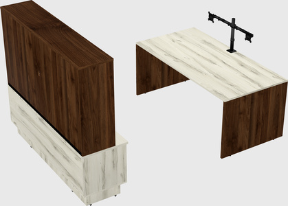 Parallel desk with low credenza