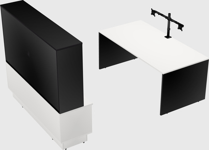 Parallel desk with low credenza