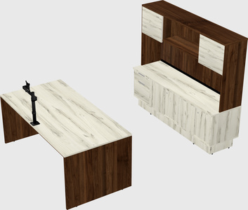 Parallel desk with low credenza