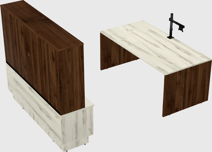 Parallel desk with low credenza