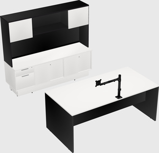 Parallel desk with low credenza