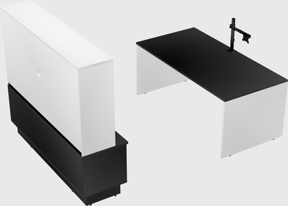Parallel desk with low credenza