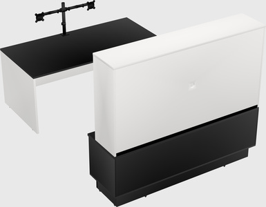 Parallel desk with low credenza
