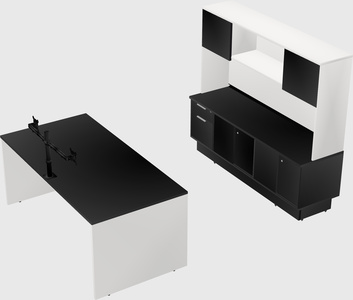 Parallel desk with low credenza
