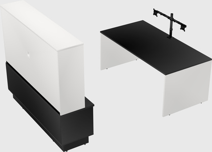 Parallel desk with low credenza