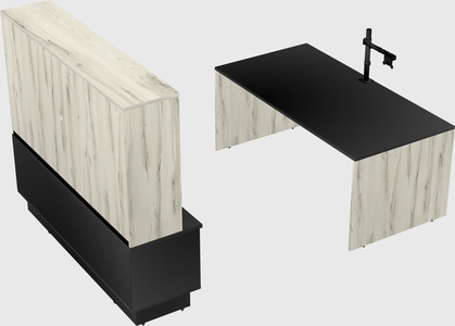 Parallel desk with low credenza