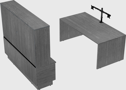 Parallel desk with low credenza