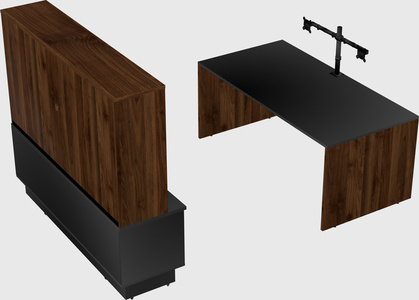 Parallel desk with low credenza
