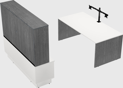 Parallel desk with low credenza