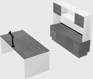 Parallel desk with low credenza