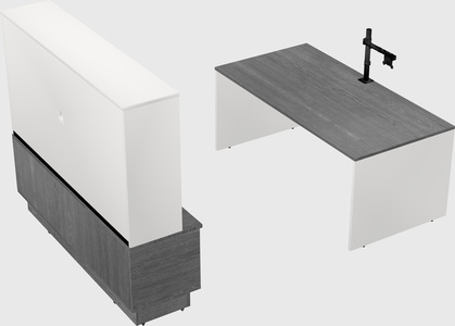 Parallel desk with low credenza