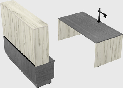 Parallel desk with low credenza